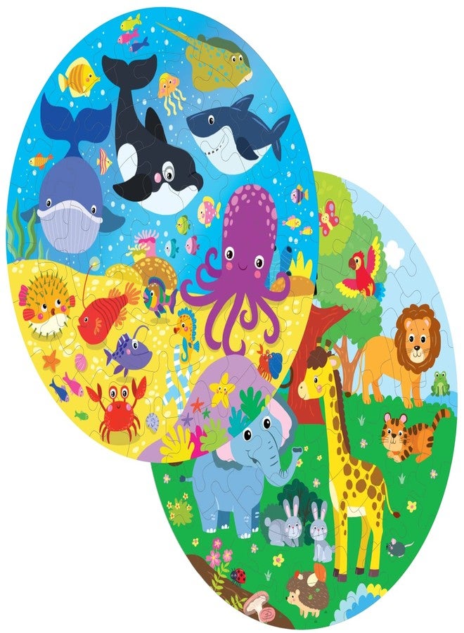 Fiddlys Creative Wooden Jigsaw Puzzle for Kids | 66 Pieces Educational Single Layer Puzzle | Fun & Learning Toy for Children Ages 3+ Pack of 2(Sea World & Animal World) - Image 2